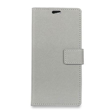 OnePlus 5T Handy Hülle - Bookcover aus Leder - mit Kreuzmuster - grau