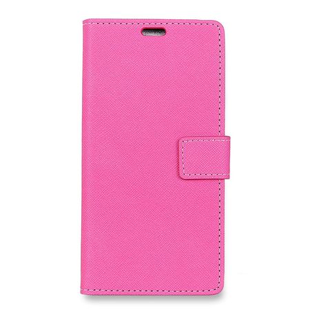 OnePlus 5T Handy Hülle - Bookcover aus Leder - mit Kreuzmuster - rosa