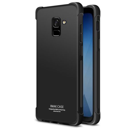 Imak - Samsung Galaxy A8+ (2018) Case - Robuste Hülle aus flexiblem Plastik - inkl. Schutzfolie - metal schwarz