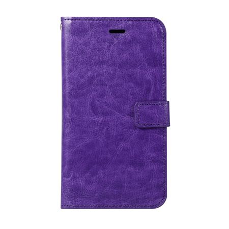 Samsung Galaxy A8+ (2018) Handy Case - Crazy Horse Leder Hülle - mit Standfunktion - purpur