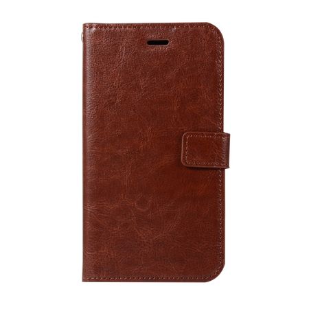 Samsung Galaxy A8+ (2018) Handy Case - Crazy Horse Leder Hülle - mit Standfunktion - braun