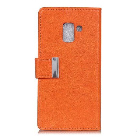 Samsung Galaxy A8+ (2018) Handy Hülle - Magnetisches Crazy Horse Leder Case - orange