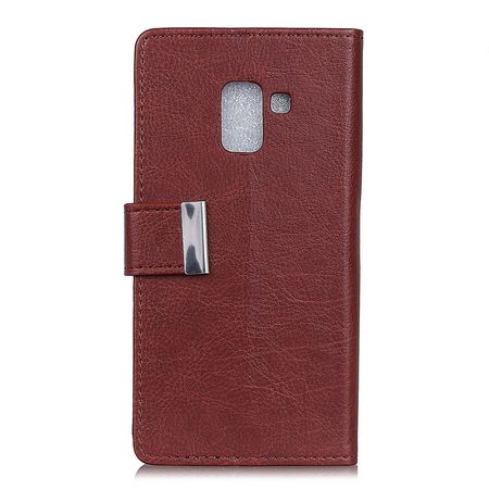 Samsung Galaxy A8+ (2018) Handy Hülle - Magnetisches Crazy Horse Leder Case - kaffeefarben