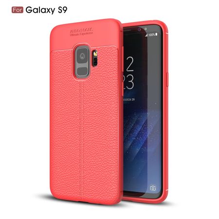 Samsung Galaxy S9 Hülle - TPU Softcase - mit Litchitextur - rot