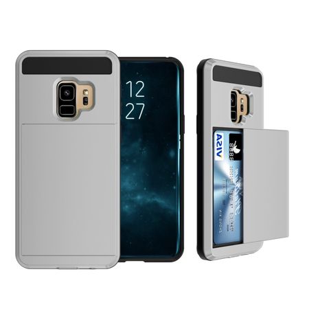 Samsung Galaxy S9 Hülle - Case aus elastischem und hartem Plastik - mit Kartenfach - grau