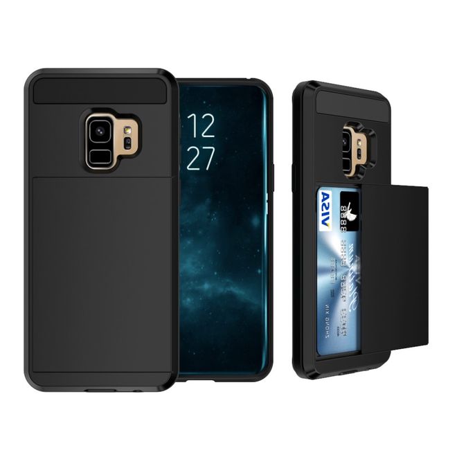 Samsung Galaxy S9 Plus Hülle Case aus elastischem und hartem Plastik mit Kartenfach