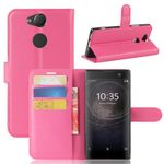 Sony Xperia XA2 Handy Hülle - Leder Bookcover - mit Litchitextur und Standfunktion - rosa