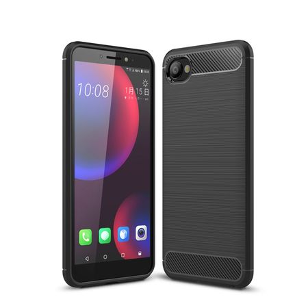 HTC Desire 12 Handyhülle - Carbon Fiber TPU Softcase Series - schwarz