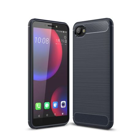 HTC Desire 12 Handyhülle - Carbon Fiber TPU Softcase Series - dunkelblau