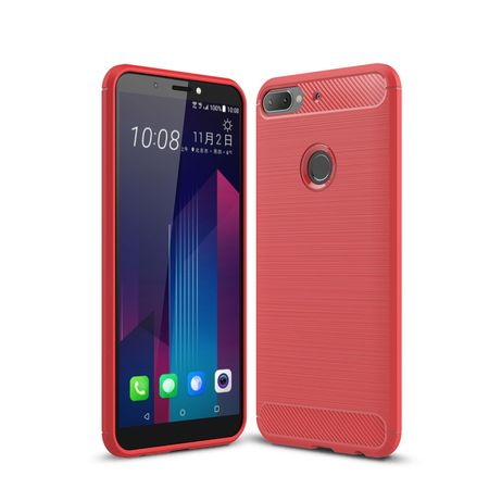 HTC Desire 12 Plus Handyhülle - Carbon Fiber TPU Softcase Series - rot