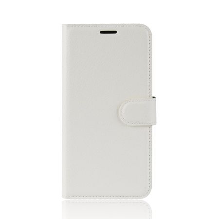 OnePlus 6 Handy Hülle - Litchi Leder Bookcover Series - weiss