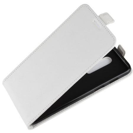 OnePlus 6 Handy Hülle - Crazy Horse Flip Leder Series Case - weiss