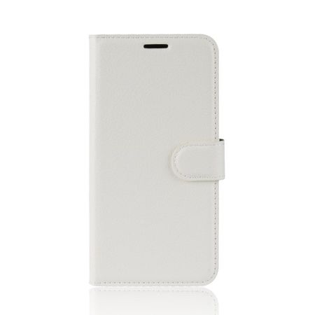 Wiko View Max Handy Hülle - Litchi Leder Bookcover Series - weiss