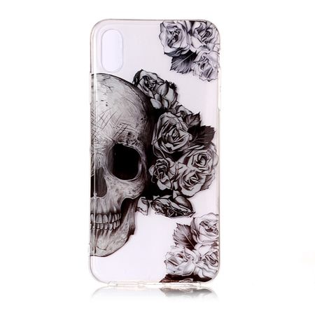 iPhone XS / X Handyhülle - Softcase Image Plastik Series - Totenkopf und Rosen