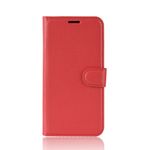 LG Stylo 4 / Q Stylus Handy Hülle - Litchi Leder Bookcover Series - rot