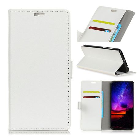 Huawei Honor Play Handy Hülle - Classic III Leder Bookcover Series - weiss