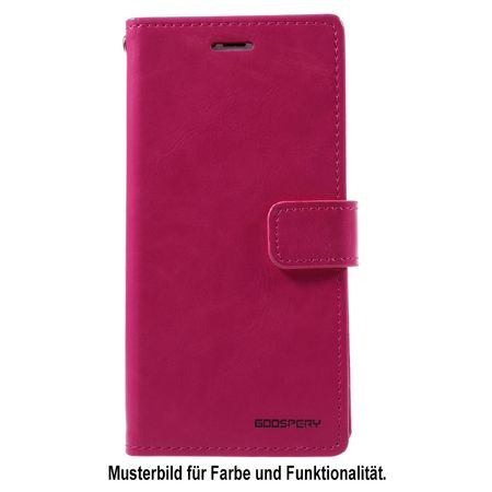 Goospery - Samsung Galaxy A7 (2018) Handy Hülle - Case aus Leder - Bluemoon Diary Series - pink