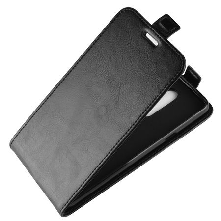 LG G7 Fit Handyhülle - Crazy Horse Leder Flipcase - vertikal - schwarz