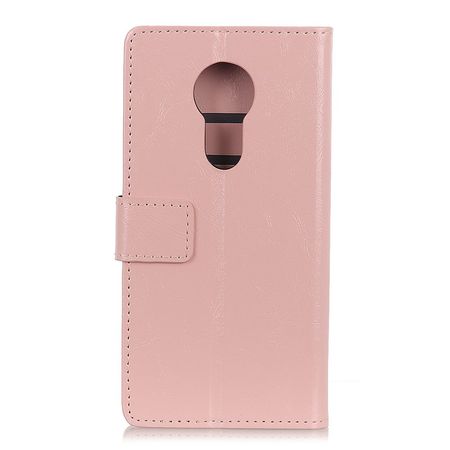 Motorola Moto G7 Power Handyhülle - Crazy Horse Leder Bookcover Series - pink