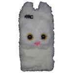 MU Style - iPhone SE (2022) / SE (2020) / 8 / 7 Hülle - süsses, flauschiges Katzen Backcover - weiss