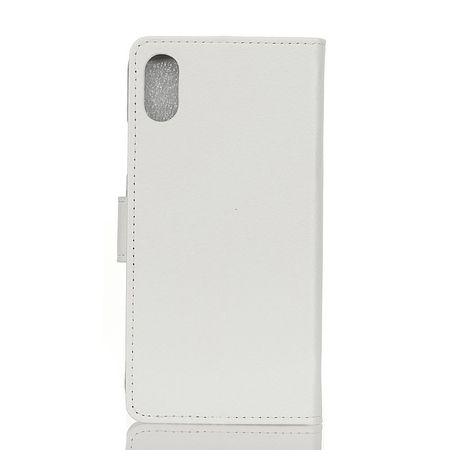 Sony Xperia L3 Handy Hülle - Litchi Leder Bookcover Series - weiss