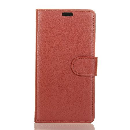 Sony Xperia L3 Handy Hülle - Litchi Leder Bookcover Series - braun