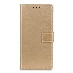 LG V50 ThinQ 5G Handy Hülle - Litchi Leder Bookcover II Series - gold