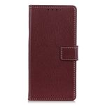 LG V50 ThinQ 5G Handy Hülle - Litchi Leder Bookcover II Series - braun