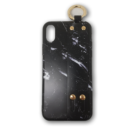 iPhone XS / X Hülle - Softcase mit Handschlaufe - TPU Strap Series - Black Marble