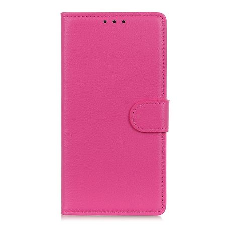 Huawei Y6 (2019) Handy Hülle - Litchi Leder Bookcover Series - rosa