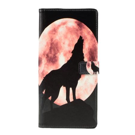 OnePlus 7 Pro Handy Hülle - Leder Bookcover Image Series - heulender Wolf