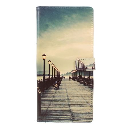 OnePlus 7 Pro Handy Hülle - Leder Bookcover Image Series - Dock bei Sonnenuntergang