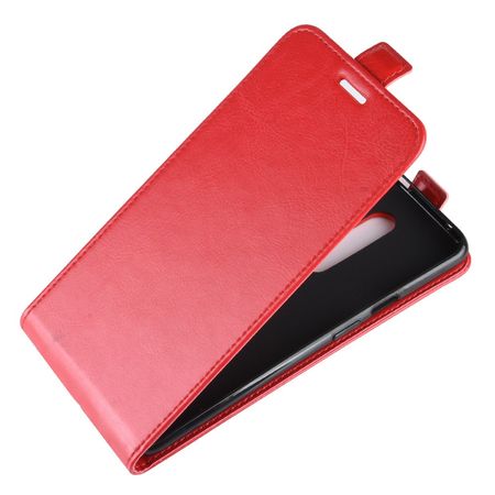 OnePlus 7 Pro Handyhülle - Crazy Horse Leder Flipcase - vertikal - rot