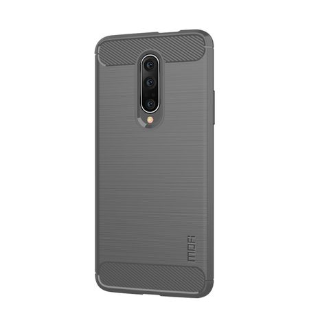 Mofi - OnePlus 7 Pro Hülle - TPU Softcase - Carbon Fiber Series - grau