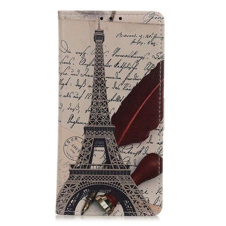 OnePlus 7 Handyhülle - Leder Bookcover Image II Series - Eiffelturm und Feder
