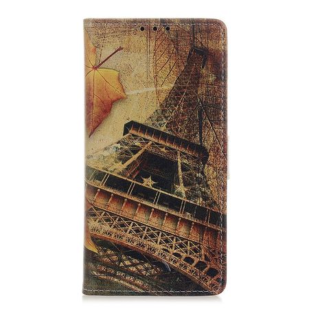 OnePlus 7 Handyhülle - Leder Bookcover Image II Series - Eiffelturm und Ahorn