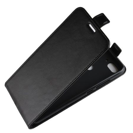 Xiaomi Mi 8 Lite Handyhülle - Crazy Horse Leder Flipcase - vertikal - schwarz