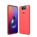 Asus Zenfone 6 (ZS630KL) Handyhülle - Carbon Fiber TPU Softcase Series - rot