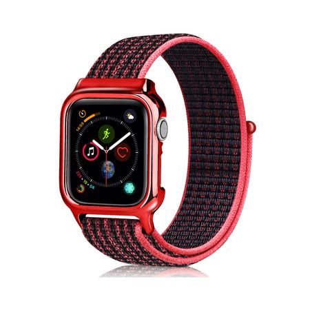 Apple Watch (49/45/44/42mm) Nylon Sport Armband - sanft und atmungsaktiv - rot/schwarz