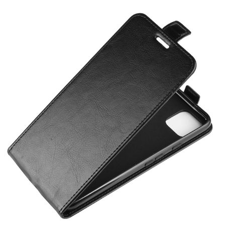 Google Pixel 4 XL Handyhülle - Crazy Horse Leder Flipcase - vertikal - schwarz