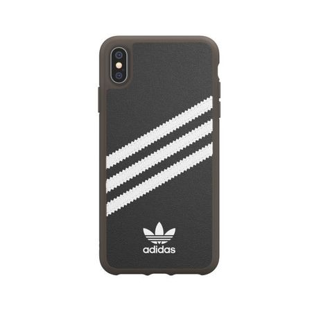 Adidas - iPhone XS Max Hülle - PU Gumsole Backcover mit Logo und Streifen - schwarz/weiss