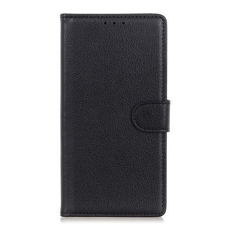 Huawei Mate 30 Lite Handy Hülle - Litchi Leder Bookcover Series - schwarz