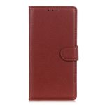 Huawei Mate 30 Lite Handy Hülle - Litchi Leder Bookcover Series - braun