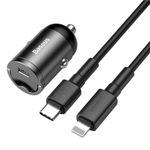 Baseus - Autoladegerät USB Typ-C 30W & Ladekabel USB Typ-C auf Lightning - Tiny Star Mini - schwarz