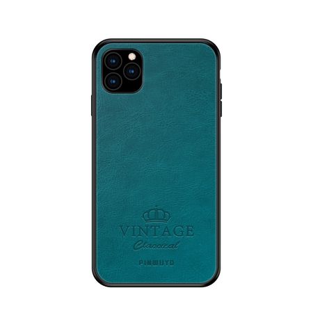iPhone 11 Pro Hülle - Plastik Hardcase mit Retro Leder Rückseite - Pin Rui Series - blau