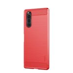 Mofi - Sony Xperia 5 Hülle - TPU Softcase - Carbon Fiber Series - rot