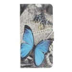 Huawei Mate 30 Lite Handy Hülle - Leder Bookcover Image Series - blauer Schmetterling