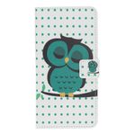 Huawei Mate 30 Lite Handy Hülle - Leder Bookcover Image Series - grüne Eule