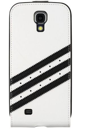 Adidas - Samsung Galaxy S4 Hülle - Leder Flipcover - weiss/schwarz