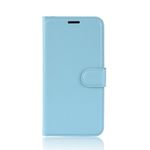OnePlus 7T Handy Hülle - Litchi Leder Bookcover Series - blau